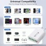 Cargador USB, Carga USBA de 4 Puertos con Cargador-rápido Smart QC 3.0 de 33W, Carga de Varios Puertos USB-Adaptador Compatible