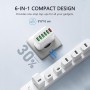 Cargador USB, Carga USBA de 4 Puertos con Cargador-rápido Smart QC 3.0 de 33W, Carga de Varios Puertos USB-Adaptador Compatible