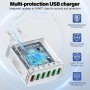 Cargador USB, Carga USBA de 4 Puertos con Cargador-rápido Smart QC 3.0 de 33W, Carga de Varios Puertos USB-Adaptador Compatible