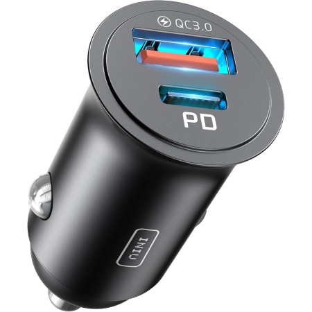 INIU Cargador Coche Carga Rápida 60W Accesorios Coche Interior para iPhone 16 15 Pro MAX Samsung S25 Xiaomi, Cargador Mechero