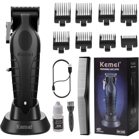 KEMEI 2296 Cortapelos profesionales para hombres, kit de corte de pelo inalámbrico con cable, recortadora de pelo y barba,