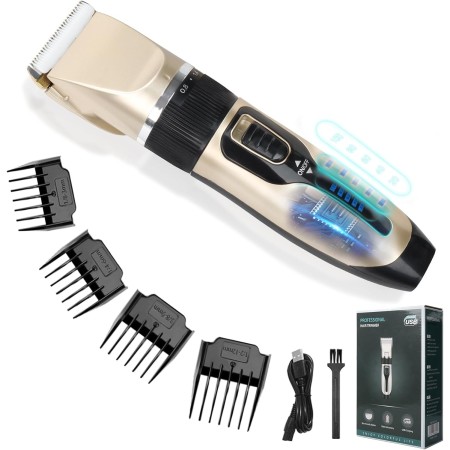GHONLZIN Cortador de Pelo hombre Professional Cortapelos y Barberos Kit de Corte de Pelo Recargable sin Cable Clippers para