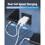 Cargador USB de 5W 5V/1A 2 Puertos USB C + USB A Adaptador de Enchufe para iPhone, Lector de Libros Electrónicos, Xperia, MP3,