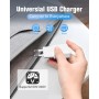 Cargador USB de 5W 5V/1A 2 Puertos USB C + USB A Adaptador de Enchufe para iPhone, Lector de Libros Electrónicos, Xperia, MP3,