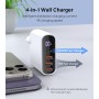 33W USB C Cargador, 4 Puertos Cargador Rápido, Cargador de Pared Adaptador de Corriente Tipo C, Cargador Multiple compatible con