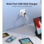 33W USB C Cargador, 4 Puertos Cargador Rápido, Cargador de Pared Adaptador de Corriente Tipo C, Cargador Multiple compatible con