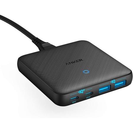 Anker PowerPort Atom III Slim - Cargador de Pared Doble USB-C (65 W máx), 4 Puertos PIQ 3.0 y GAN para portátiles USB C, iPad