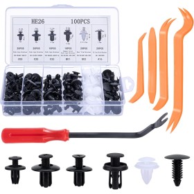 Kit de grapas y remaches para coche. Incluye 6 tipos de grapas para puertas y clips de plástico universales para parachoques.
