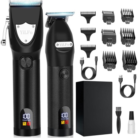 YiLFo Maquina de Cortar Pelo Hombre, Kit 2 en 1 Profesional Cortapelos, Maquina de Afeitar con Pantalla LED, Máquina Cortar Pelo