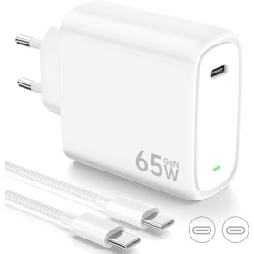 Cargador USB C 65W Charger con Tecnología PD3.0 y GAN II Cargador Carga Rápido PPS USB C Enchufe con Cable Tipo C 2M para iPhone