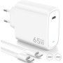 Cargador USB C 65W Charger con Tecnología PD3.0 y GAN II Cargador Carga Rápido PPS USB C Enchufe con Cable Tipo C 2M para iPhone