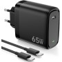 Cargador USB C 65W Charger con Tecnología PD3.0 y GAN II Cargador Carga Rápido PPS USB C Enchufe con Cable Tipo C 2M para iPhone