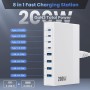 Cargador USB C Multiple 200W, 8 Puertos GAN III Enchufe de Pared USB C, 65W Carga Rapida Portátil Cargador Adaptador con 4