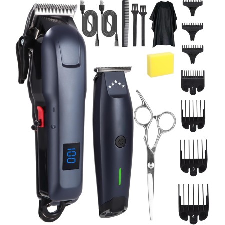 Maquina Cortar Pelo Profesional, Cortadora de Pelo Hombre Kit con LED, Recargable USB Maquina de Cortar Pelo Hombre, Cortapelos