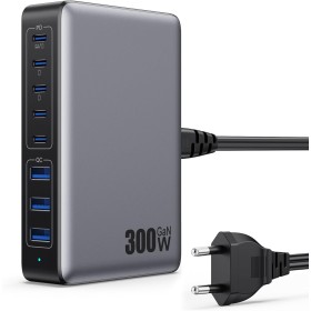 300W Cargador USB C Multiple GAN IV 8-Port,100W Cargador Carga Rápida PD QC PPS, Alimentador Multiple Tipo c Compatible con