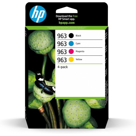 HP 963 6ZC70AE, Negro, Cian, Magenta y Amarillo, Cartuchos de Tinta Originales, Pack de 4, para impresoras HP OfficeJet Pro