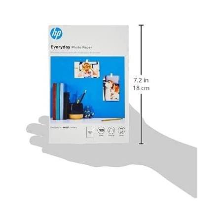 HP Everyday Photo Paper, CR757A, 100 hojas de papel fotográfico brillante avanzado, compatible con impresoras de inyección de