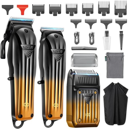 VGR 644 Cortapelos Profesional para Hombres, Recortadora de Barba Inalámbrica & Afeitadora Eléctrica, Kit de Corte de Cabello