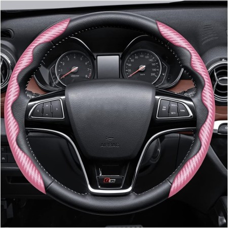 CGEAMDY Coche Segmentado Fibra Carbón Transpirable Antideslizante Protección, Cubre Volante Segmentado, Cubierta Volante del