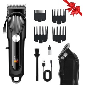 Cortapelos Para Hombre, Afeitadora Profesional Para Hombre, Recortadora de Barba de 2000 mAh, con 4 Peines Limitadores y Barra
