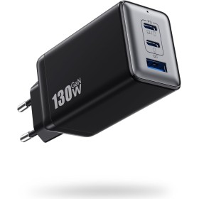 Cargador USB C 130W, PD QC GaN III Cargador USB de Pared con 3 Puertos, Enchufe USB C Carga Rápido 65W Compatible con MacBook