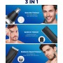 Cortapelos Nariz y Oreja, 3 en 1 Recortador Pelos Nariz, LED Batería Pantalla, Indoloro Quita Pelos Vello Facial, Corta Cejas,