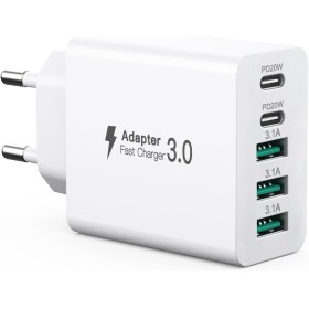 Cargador USB C 50W, Cargador múltiple Puertos con2 USBC y 3 USBA,Cargador de Pared Corriente USB, Adaptador de Corriente Fast