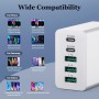 Cargador USB C 50W, Cargador múltiple Puertos con2 USBC y 3 USBA,Cargador de Pared Corriente USB, Adaptador de Corriente Fast