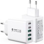 Cargador USB C 50W, Cargador múltiple Puertos con2 USBC y 3 USBA,Cargador de Pared Corriente USB, Adaptador de Corriente Fast