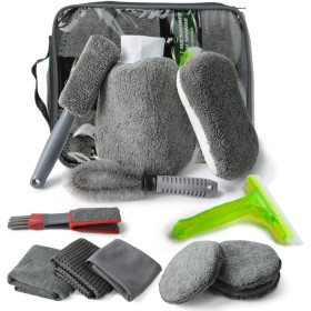 Set Limpieza Coche, Mitón de Microfibra, Toalla de Lavado de Autos, Cepillo para Llantas