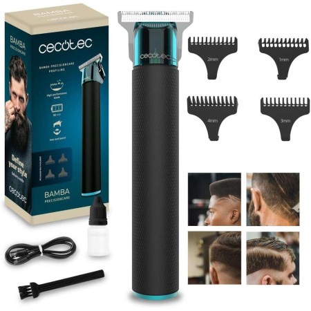 Cecotec Cortapelos y Perfiladora Profesional Bamba PrecisionCare Samurai, Cuchilla Afilada de Alto Rendimiento, 4 Peines guia