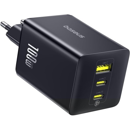 Baseus Enerfill Cargador USB C 100W, 3 Puertos USB C, PD con PPS, GAN Cargador Rápido Compatible con MacBook Pro/Air, iPad Pro,