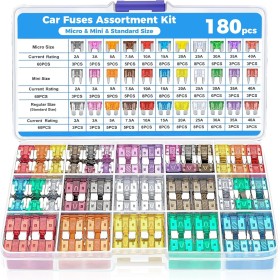 Flaconi 180PCS Fusibles Coche,Caja Fusibles,Fusibles Moto,Fusibles Coche Kit,Mini Fusibles Coche,Auto Estándar Cuchilla De