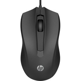 HP 100 - Ratón con Cable (1600 PPP, 2 Botones y Rueda de Desplazamiento, Conexión con cable USB, Windwos), Color Negro