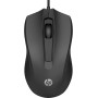 HP 100 - Ratón con Cable (1600 PPP, 2 Botones y Rueda de Desplazamiento, Conexión con cable USB, Windwos), Color Negro
