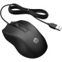 HP 100 - Ratón con Cable (1600 PPP, 2 Botones y Rueda de Desplazamiento, Conexión con cable USB, Windwos), Color Negro