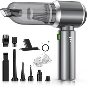 NVKHG Aspirador de Mano, 18000Pa Mini Aspirador Recargable, Aspiradoras de Mano Coche 3 en 1 con Motor sin escobillas, Aspirador