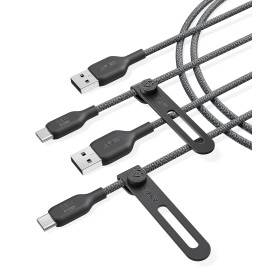 Cable USB C biotrenzado Anker [2 uds., 1,8 m], cable cargador resistente USB A a Tipo C, cable cargador USB C, carga segura