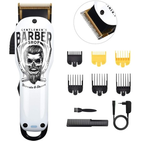 BESTBOMG Cortapelos Profesional Hombres, Máquina Cortar Pelo Kit Cuchilla de Titanio y Cerámica 6 Peine-guía, Cortadora de Pelo