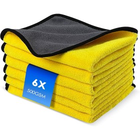 Fousenuk Set de 6 Bayetas Microfibra Coche, Paños Microfibra Suaves, Absorbentes y sin Pelusas, no Rayan la Pintura Secado