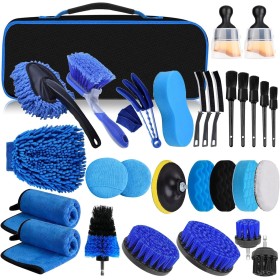 YSWOVUO Kit Limpieza Coche, 31 Piezas Cepillo Limpieza Coche, Kit Limpieza Coche Interior para Interior Y Exterior, Cepillo para