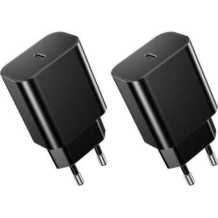 2-Pack 20W Cargador USB C, Enchufe Tipo C Compatible con i-Phone 16/15/14/13/12 Plus Pro MAX Mini, iPad, Air-Pods, Galaxy