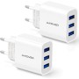 Amoner Cargador Rapida 15W 3 Puertos (2 Piezas) USB Múltiple Enchufe Compatible con iPhone 15 14 13 12 11 XS MAX XR Pro MAX Plus