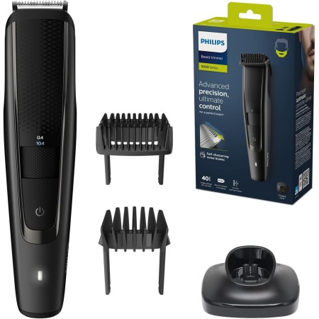 Philips Recortadora de Barba Serie 5000 Hombre, Barbero, 40 Longitudes, Resistente al agua, Cuchillas de Acero, 90 min de uso,