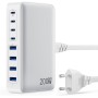 200W Cargador USB C Multiple, GAN III 8-Port USB C Cargador Portátil PD QC PPS Carga Rápida, 65W Portátil Adaptador Cargador