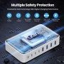 200W Cargador USB C Multiple, GAN III 8-Port USB C Cargador Portátil PD QC PPS Carga Rápida, 65W Portátil Adaptador Cargador