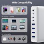 200W Cargador USB C Multiple, GAN III 8-Port USB C Cargador Portátil PD QC PPS Carga Rápida, 65W Portátil Adaptador Cargador