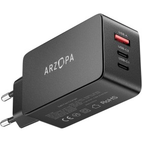 ARZOPA 65W Cargador USB C Rápida PD3.0 GAN Cargador Portatil 3 Puertos Enchufe USBC Cargador Movil Múltiple Tipo C Compatible