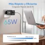 ARZOPA 65W Cargador USB C Rápida PD3.0 GAN Cargador Portatil 3 Puertos Enchufe USBC Cargador Movil Múltiple Tipo C Compatible