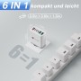 55W Cargador USB C Carga Rapida, 6 Puertos PD 25W 18W Compatible con Samsung Galaxy S25 S24 S23 iPhone 16/15/14/13/12 iPad